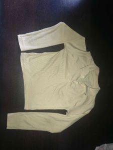 Cream Long Sleeve Collared Top