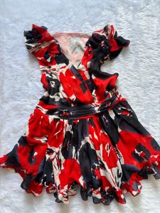 Floral Print V-Neck Mini Dress
