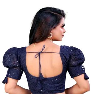 Navy Blue Embellished Blouse