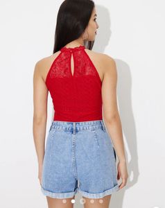 Red Lace Halter Top