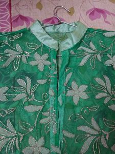 Suit Kurta Pant With Net Work Jacket