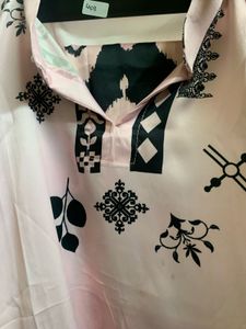Stylish Pink turkish coord set with Black Print