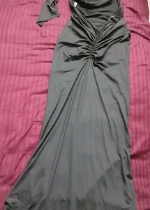 Black Ruched Wrap Maxi Dress