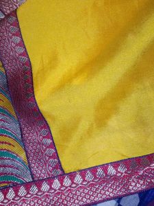 Vibrant Yellow Saree with Ornate Border