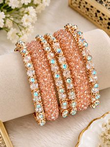 Sparkling Rose Gold Bangles Set