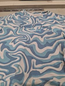 Blue Swirl Print Crop Top