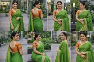 Super Quality Green Saree with stylish blouse