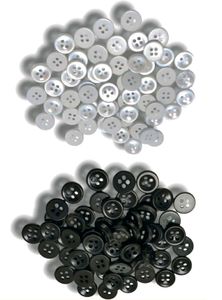 100 Pc Pack-White-Black-High Quality Shirt Buttons