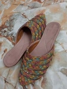 Embroidered Mule Flats
