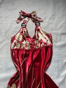 Halter neck satin dress