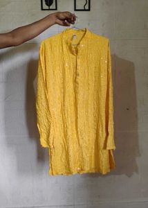 Vibrant Yellow Embroidered Kurta