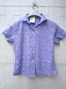Korean Pinterest Cute Purple Polka Dot Blouse