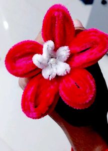 home made Fuzzy Red Flower