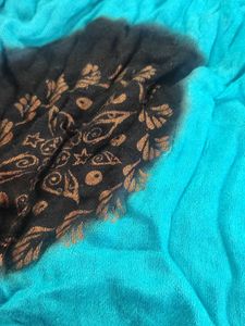 Blue &amp; Black Printed Dupatta with Tassels