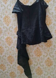 Chic Black Ruffle Spaghetti Strap Top