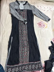 Stylish Black & White Print Kurta