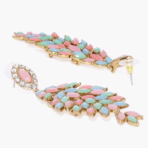 Sparkling Leaf Design Dangle Earrings