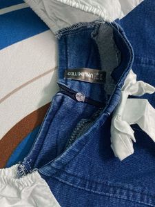 Denim Dress with Puff Sleeves