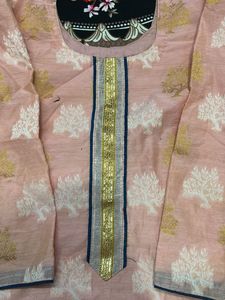 Elegant Pink Kurta with Blue Dupatta