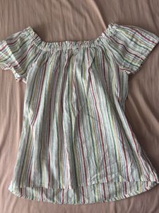 coquette Striped Off-Shoulder Top