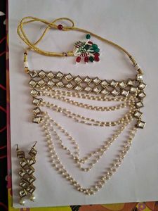 Elegant Kundan Pearl Necklace Set