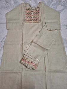 Embroidered Kurta Set with Mirror Work
