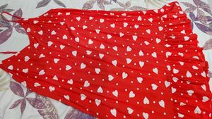 Red Heart Print Sundress