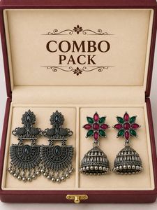 Oxidized Silver Earrings Combo Pack