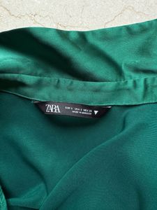 Zara Emerald Satin Wrap Dress