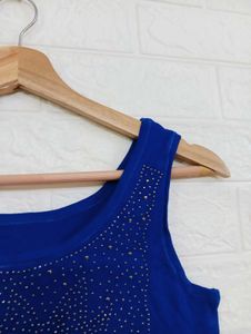 Royal Blue Embellished Sleeveless Top