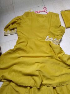 Yellow Kurta Set with Embellishments