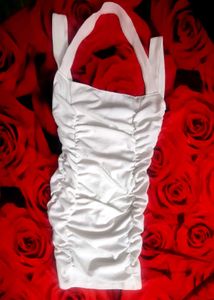 Chic White Ruched Mini Dress
