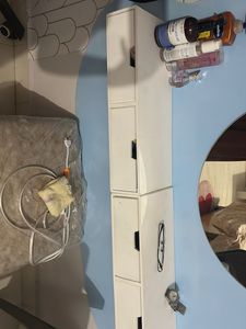 White Bathroom Organizer with Mirror
