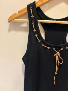 Black Lace-Up Tank Top