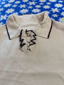 Unique Cream Long Sleeve Top