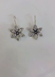 Flower Earrings with Clear Stones