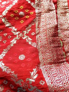 Dhola silk saree red blouse 44 inch