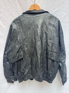 Vintage Black Leather Jacket with Sherpa Lining