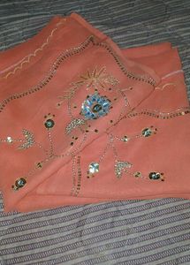 Embroidered Peach Saree