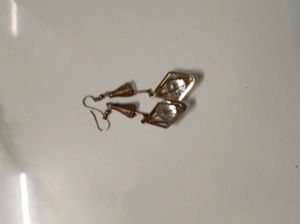 Trendy Gold Plated Crystal Diamond Dangle Earrings