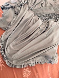 Elegant Grey Ruffled Saree with Embellished Blouse