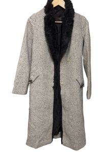 Single-Breasted Faux Fur Notched Lapel Overcoat