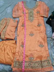 Elegant Orange Kurta Set with Embroidery