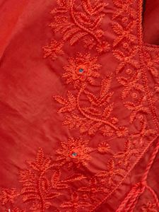 Elegant Red Embroidered Kurta Set