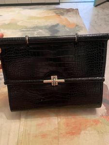 Charles&Keith Black Croc Embossed Handbag
