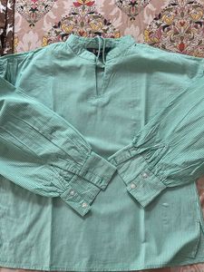 Green And White Stripes Top