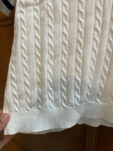 White Cable Knit Short Sleeve Top