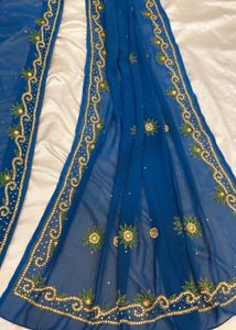 Beautiful Blue Embroidered Saree