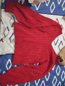 V- Neck woolen Red top/sweater