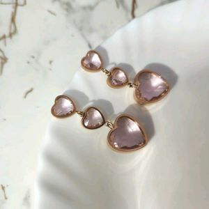 Pink Crystal heart Earrings